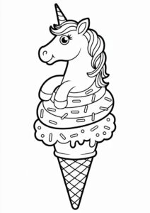 Unicorn Ice Cream Coloring Page Cone With A Tail For Kids 18