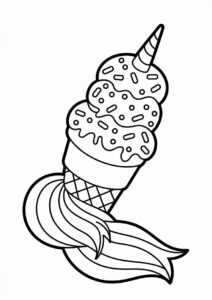 Unicorn Ice Cream Coloring Page Cone With A Tail For Kids 19