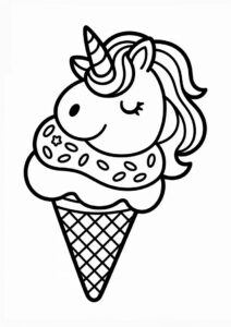 Unicorn Ice Cream Coloring Page Cone With A Tail For Kids 20