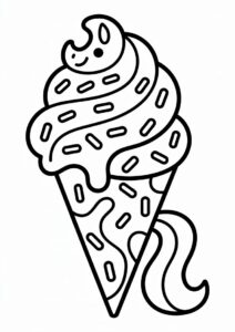 Unicorn Ice Cream Coloring Page Cone With A Tail For Kids 21