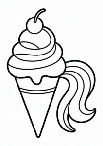 Unicorn Ice Cream Coloring Page Cone With A Tail For Kids 22
