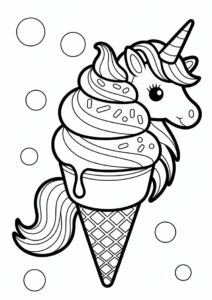 Unicorn Ice Cream Coloring Page Cone With A Tail For Kids 24