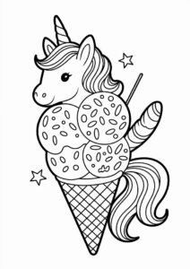 Unicorn Ice Cream Coloring Page Cone With A Tail For Kids 3