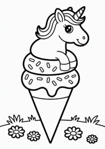 Unicorn Ice Cream Coloring Page Cone With A Tail For Kids 4