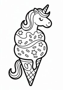 Unicorn Ice Cream Coloring Page Cone With A Tail For Kids 6