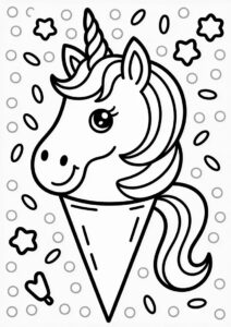 Unicorn Ice Cream Coloring Page Cone With A Tail For Kids 9