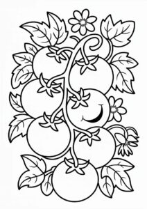 Vine Tomatoes Coloring Page 1