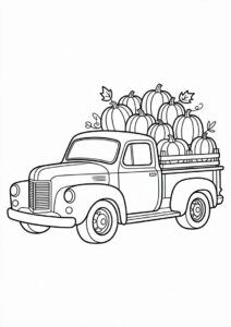 Vintage Truck Full Of Pumpkins Coloring Page 3