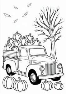 Vintage Truck Full Of Pumpkins Coloring Page 4