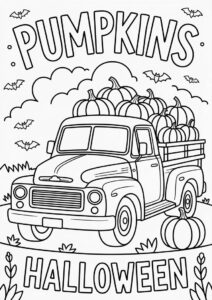 Vintage Truck Full Of Pumpkins Coloring Page 5