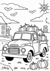 Vintage Truck Full Of Pumpkins Coloring Page 6