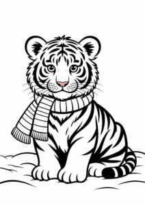 Winter Themed Tiger Wearing Scarf 2