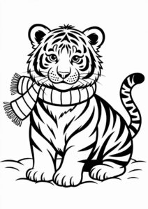 Winter Themed Tiger Wearing Scarf 3