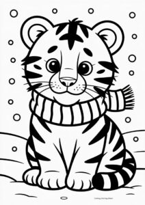 Winter Themed Tiger Wearing Scarf 4