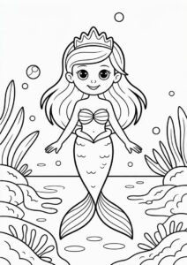 Young Mermaid Princess Coloring Page For Kids 1
