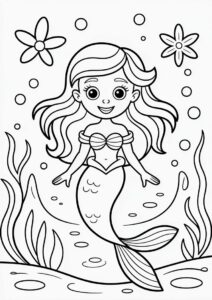 Young Mermaid Princess Coloring Page For Kids 3