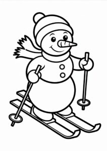 Young Snowman Skiing To Color 3
