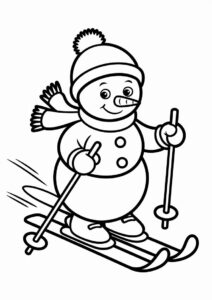 Young Snowman Skiing To Color 4