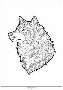 detailed wolf coloring page mandala for adults 3