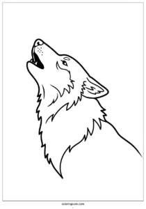 easy outline of howling wolf coloring page 1