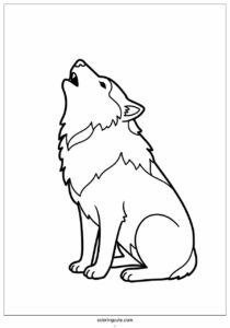 easy outline of howling wolf coloring page 2