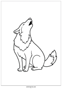 easy outline of howling wolf coloring page 4
