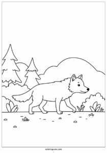 easy wolf coloring page walking 3