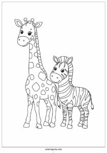 giraffe and zebra coloring page 3