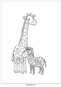 giraffe and zebra coloring page 4