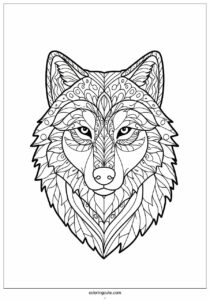 intricate wolf coloring page mandala 1