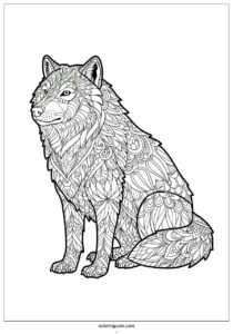 intricate wolf coloring page mandala 2