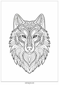 intricate wolf coloring page mandala 4