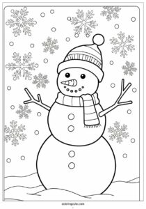 january winter with snowman coloring page 2
