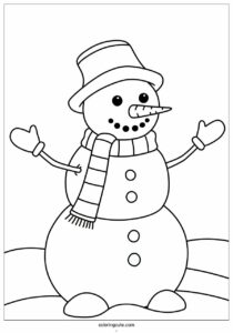 january winter with snowman coloring page 3