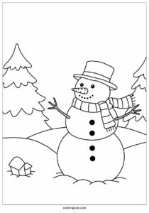 january winter with snowman coloring page 4