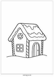 kawaii gingerbread house with snow coloring sheet 3