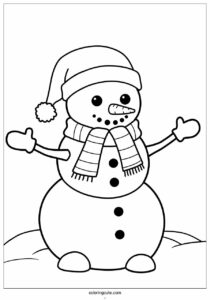 kawaii snowman coloring sheet for preschoolers 1