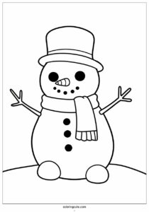kawaii snowman coloring sheet for preschoolers 2