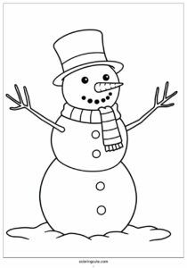 kawaii snowman coloring sheet for preschoolers 4