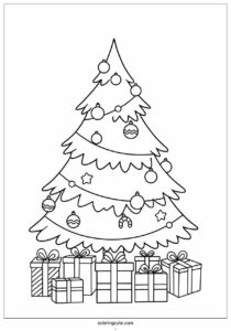 large christmas tree with presents coloring 1