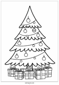 large christmas tree with presents coloring 3