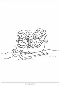 penguins riding sleigh in winter 3