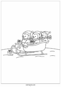 penguins riding sleigh in winter 4