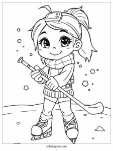 realistic girl playing ice hocke 1