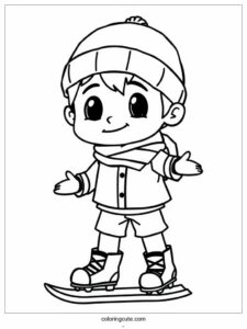 simple cartoon boy skating in winter 4
