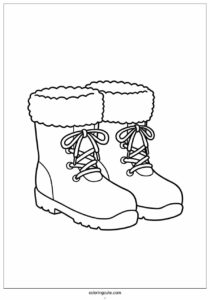 simple outline of winter boots coloring 1