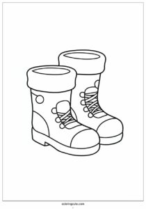 simple outline of winter boots coloring 2