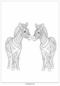 two zebras touching noses to color 1