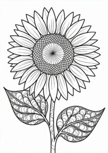 Artistic Sunflower Coloring Sheet 6