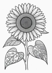 Artistic Sunflower Coloring Sheet 8